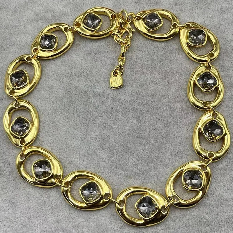 2025 Summer New Bestseller Shiny and Beautiful Blue Crystal Necklace, Women's Jewelry Gift