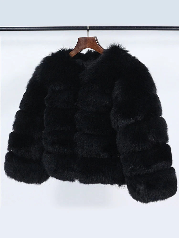 OFTBUY 2022 Winter Jacket Women Real Fox Fur Coat Natural Fox Fur Outerwear O-neck Three Quarter Sleeve Thick Warm Fashion New