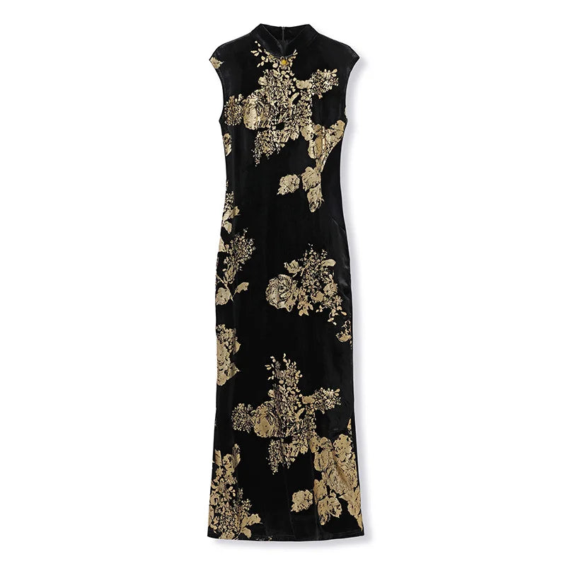 New Chinse Style Kimono Cardigan Cheongsam Autumn Winter Luxury Velvet Bronzing Qipao Hanfu Jacket Coat Elegant Haori Yukata Top