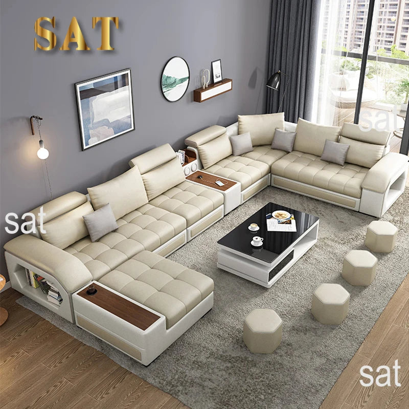 #@ Modern Luxury Living Room Modular Combination Sofa Furniture Set Multifunctional U Shaped 7 Seater Sectional Corner Sofa