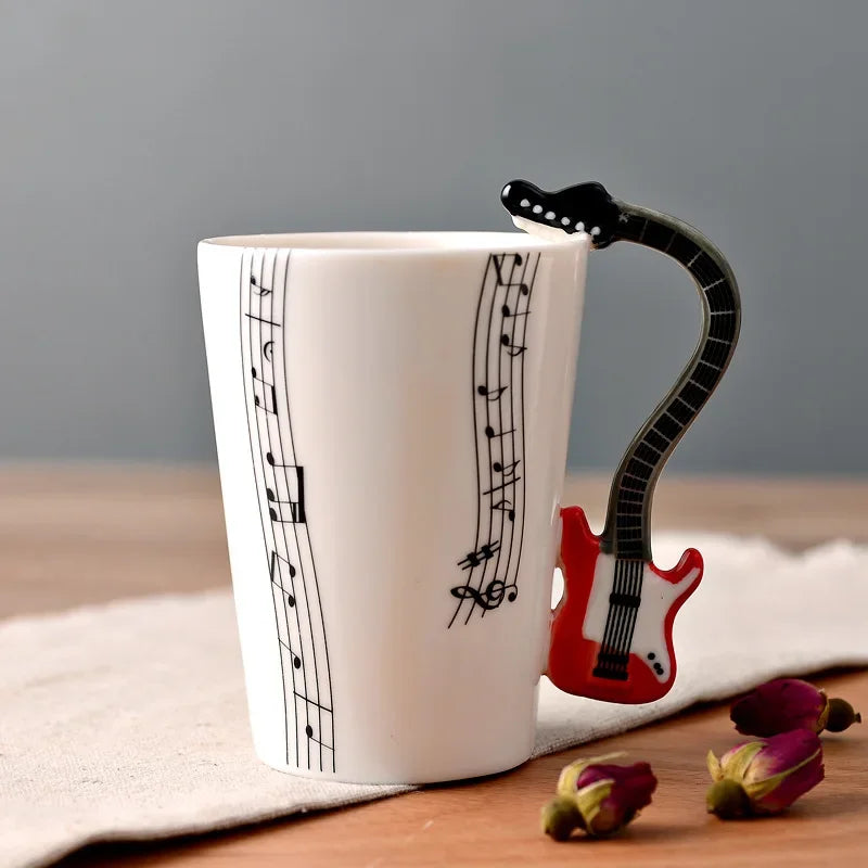 Novelty Music Note Cup Ceramic Guitar Coffee Mugs Personality Tea/Milk/Juice/Lemon Water Bottle Christmas Birthday Gift...