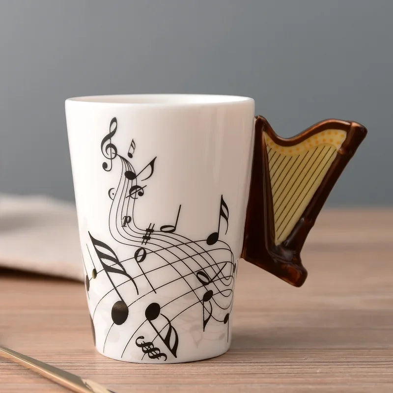 Novelty Music Note Cup Ceramic Guitar Coffee Mugs Personality Tea/Milk/Juice/Lemon Water Bottle Christmas Birthday Gift...