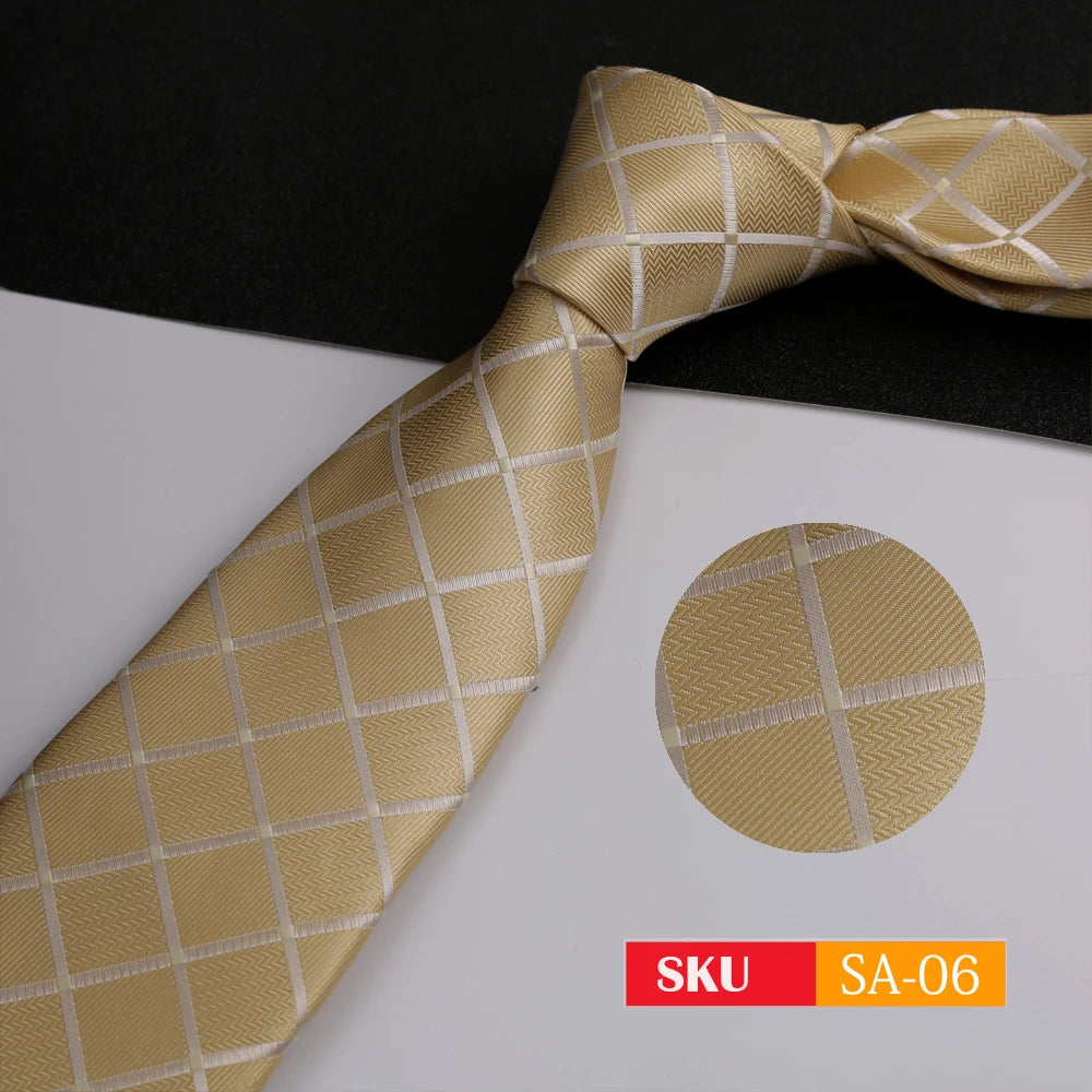 Luxury 8CM Mens Ties Necktie Solid Twill Stripes Plaids Ties For Man Groom Neck Tie For Business Party