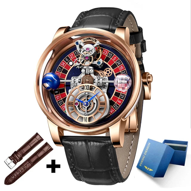 2024 PINDU DESIGN Men Watches Top Brands Luxury Celestial Series Roulette Creative Watch Quartz Wristwatch Montre Homme