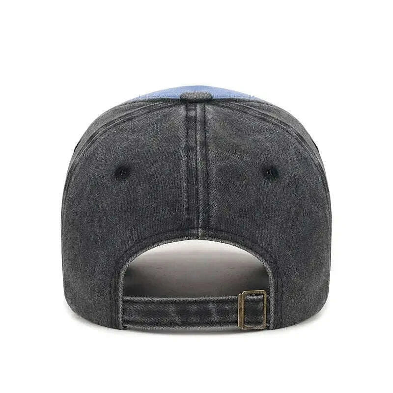 Four Seasons Washed Vintage Distressed Curvy Brimmer Cap Men's Women's Fashion Patch Embroidery Sun Cap Adjustable