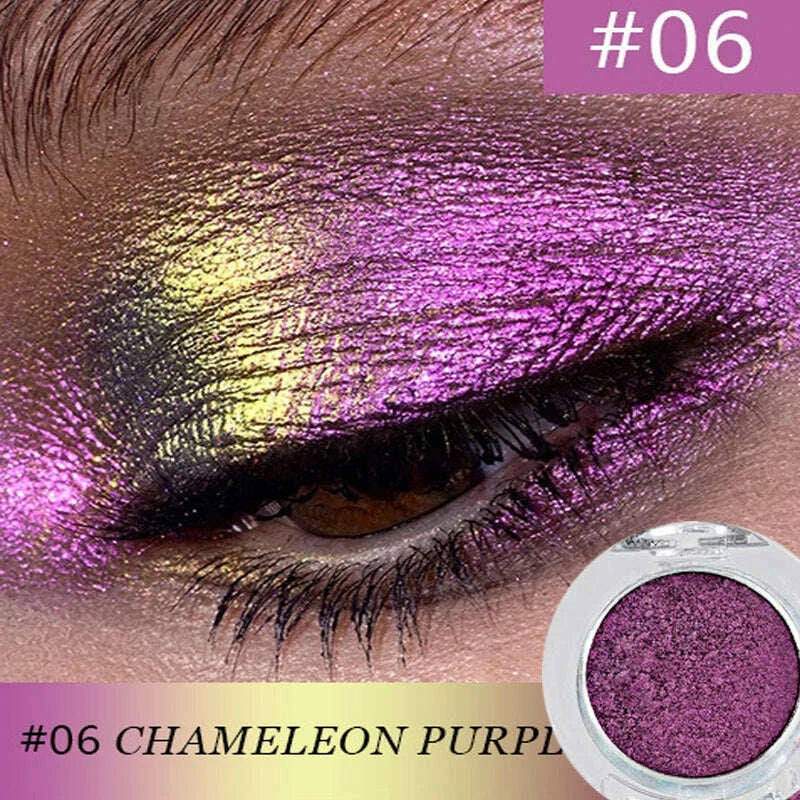 High-Pigmented Chameleon Purple Eyeshadow Powder MultiChrome Shifting Pigments Shiny Metallic Lipstick Eyes Makeup Palette