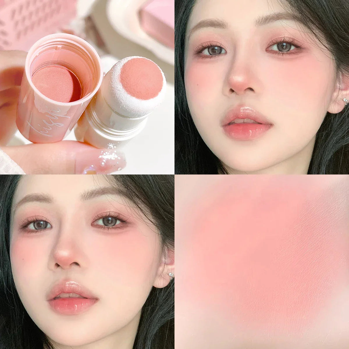 HISYI Yunrou Soft Fog Blush Stick - Energetic and Bouncy, Korean Style, Brightening, Dual-Use for Lips and Cheeks