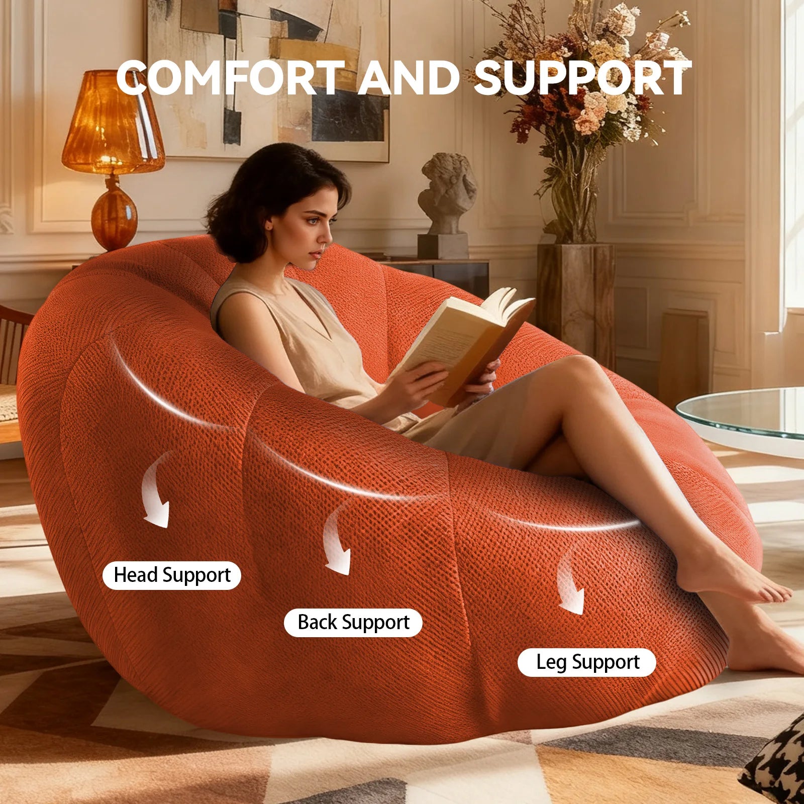 Adult/Child Memory Foam Bean Bag Chair, Small Bubble Chair for Bedrooms, Honeycomb-shaped Curved Sofa Suitable for...