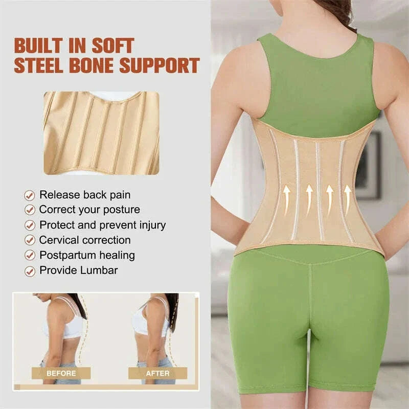 MiiOW U-shaped Waist Trainer Corset Women Shapers Breast Lifted Waist Trainer Steel Bone Slimming Breathable Women's Shapewear