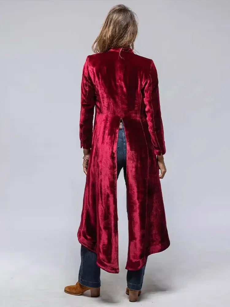 Casual Velvent Long Cardigan Women Office Loose Long Sleeve Female Windbreakers 2024 Autumn Winter Fashion Lady Party Jackets