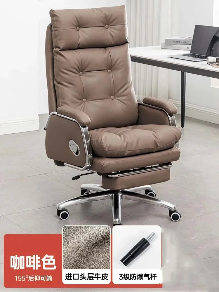 Leather Wheel Office Chair Adjustable Comfortable Modern Ergonomic Chair Mobile Computer Designer Silla Oficina Salon FurnitureY - Kimlud