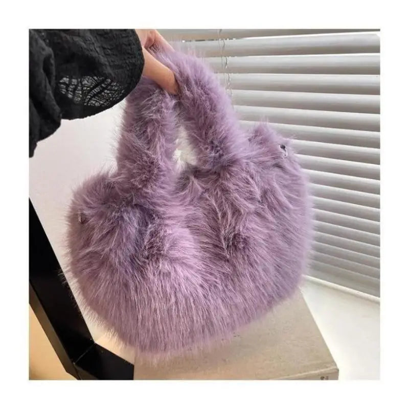 1 Pcs New Ladies Crossbody Large-capacity Plush Bag Handbag Imitation Fur Women's New Banquet Party Handbags Cute Bucket Bag