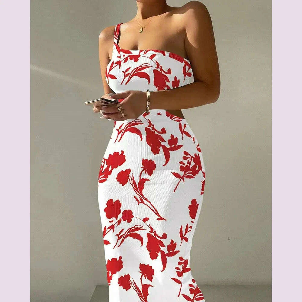 2025 Women s Sleeveless Strap O neck Sexy Belt Colorful Printed Long Skirt Evening Dress Y2k Sleeveless Solid Color Tight Fit