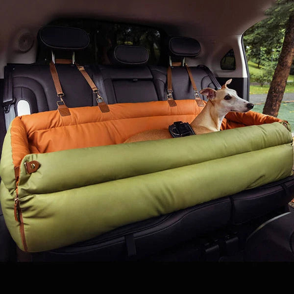 Luxury Dog Beds Faux Leather Pet Car Seat Booster Double Seats Dog Car Seat Bed Safety Buckle Pet Beds