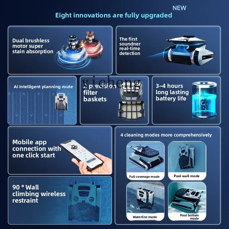 TQH swimming pool automatic sewage suction machine wireless intelligent underwater cleaning villa homestay pool underwater