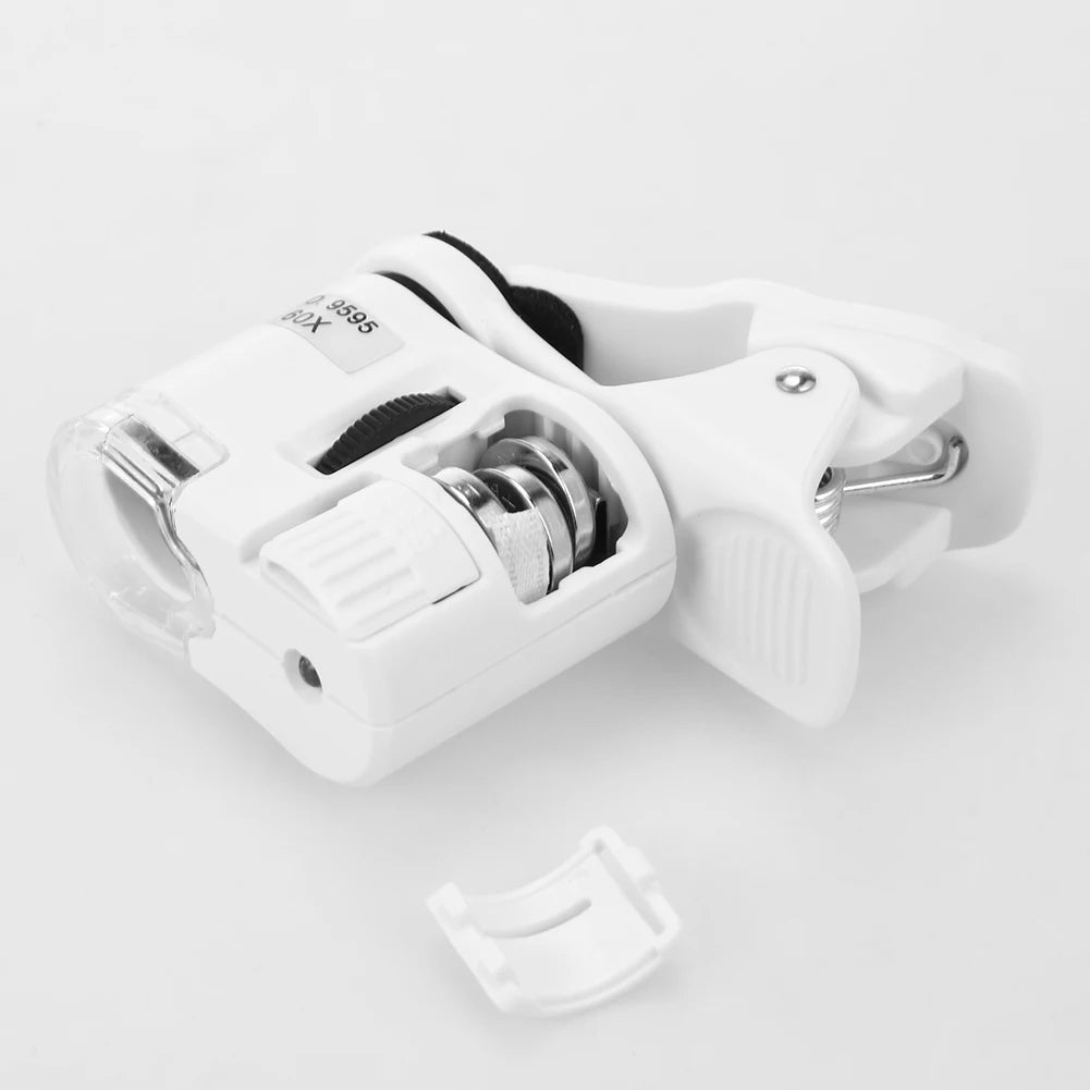60X Mobile Phone Camera Clip Lens Mini Pocket UV/white Magnifier Portable Jeweler Microscope Loupe Used for students and learnin