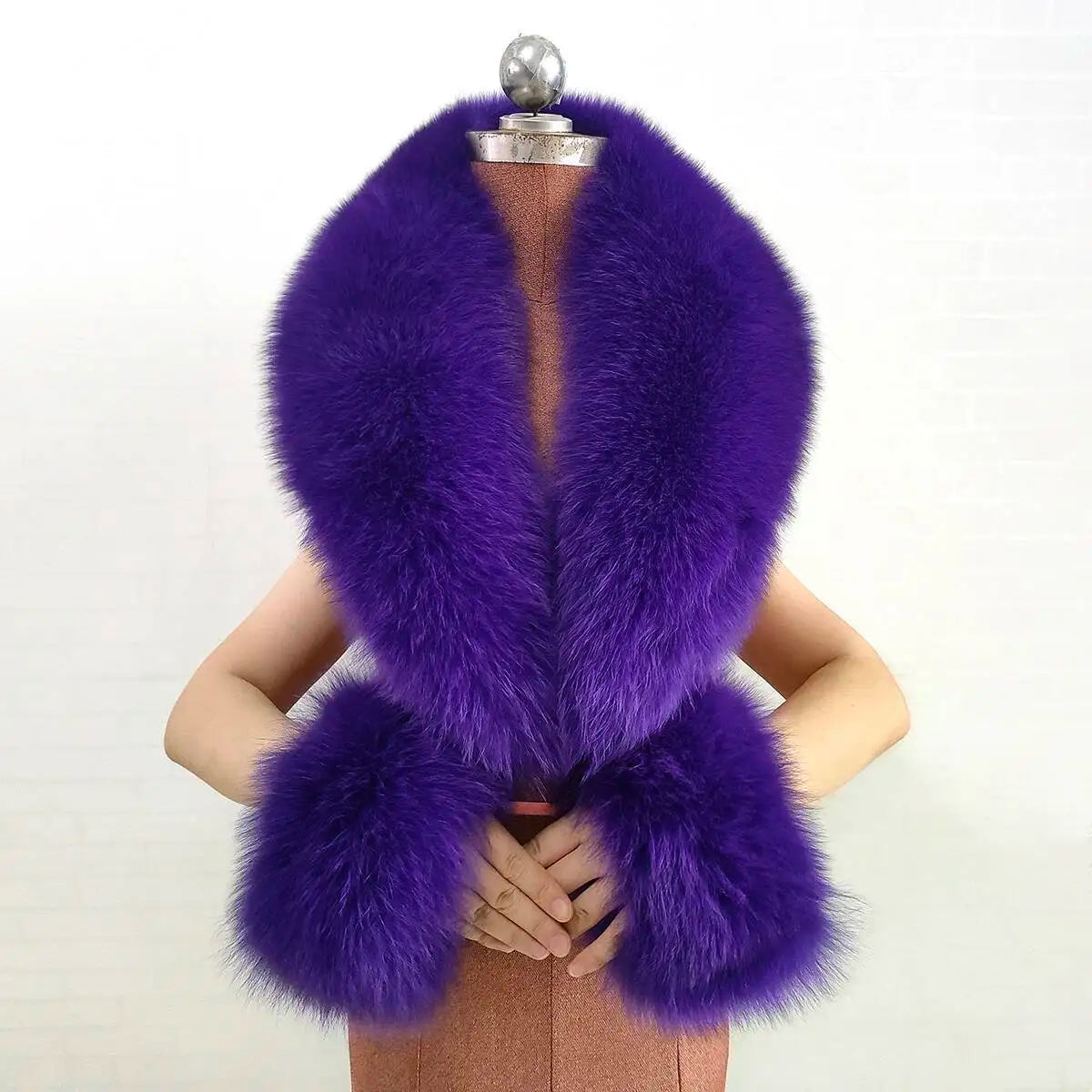 Real Fox Fur Collar Cuffs Set For Women Men Winter Neck Warmer Furry Scarf Fluffy Pelt Fur Shawl Coat Overcoat Fashion Accessory
