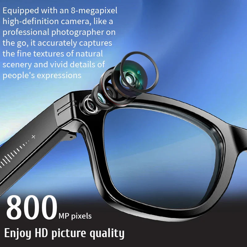 LIGE Smart Camera Glasses Video Recording AI Translation Object Recognition Bluetooth Call Music Sunglasses Photochromic Lenses