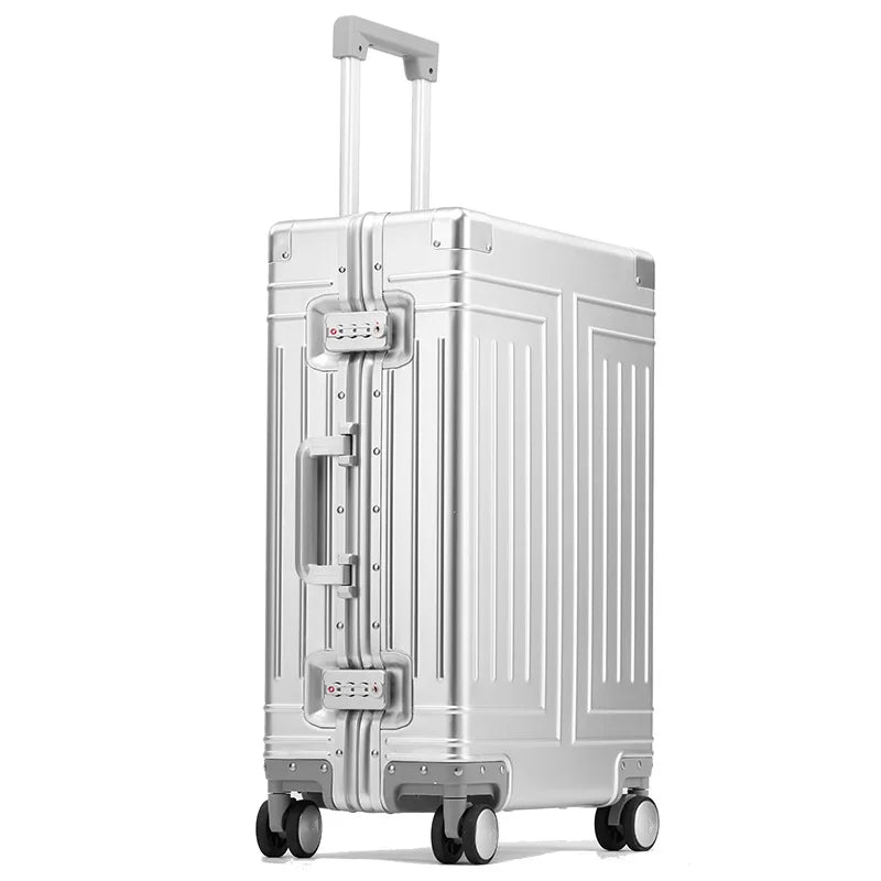 100% Aluminum-magnesium alloy Travel Suitcase Rolling Luggage 20/24/26 /28 inch Trolley Luggage Carry-On Cabin Suitcase