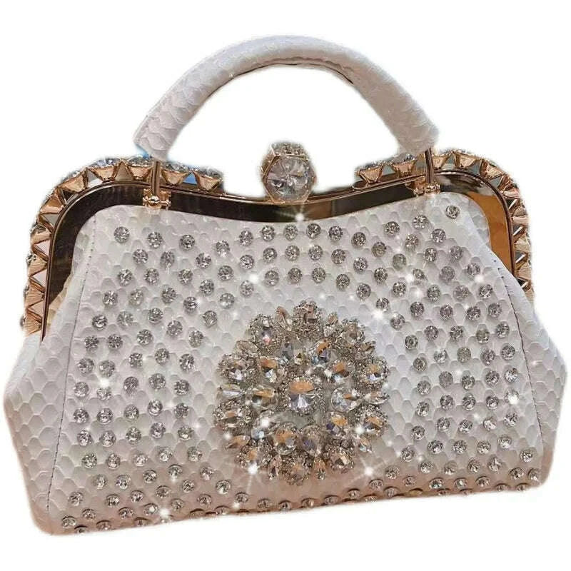 2023 New Luxury Fashion Diamonds Women's Handbags Leather Design Clip Rhinestone Bag Portable Tote Shoulder Messenger Bags