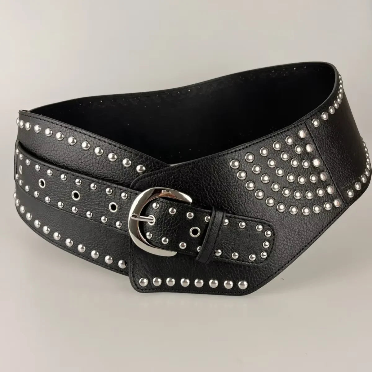 Designer belt Vintage Punk Studded Belt Chain Y2K Metal Pu Western Cowboy Wide Waistband Waist Belts Sexy Hiphop Men Skeleton B