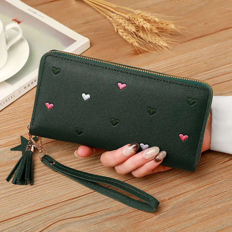Women Long Wallets Purses Luxury Love Heart Wallets for Ladies Girl Money Pocket Card Holder Female Wallets Phone Clutch Bag