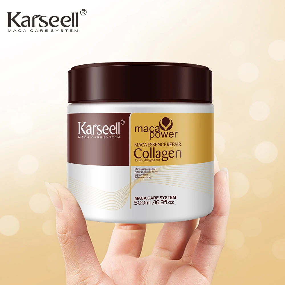 Karseell 500ml Collagen Hair Treatment Deep Repair Conditioning Argan Oil Hair Mask Essence for Dry Damaged Hair All Hair Type