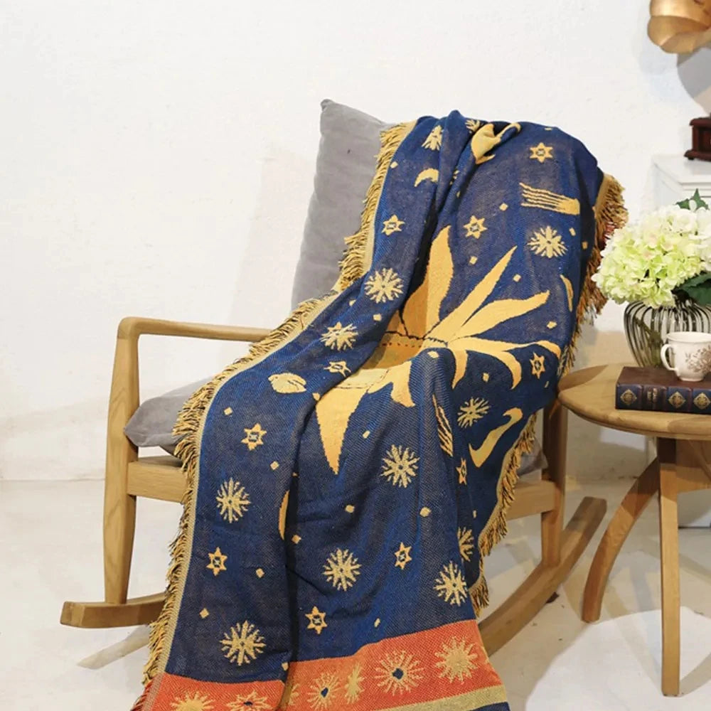 Bohemian Thicken Pure Cotton Thread Knitted Blanket With Tassel Blanket Ethnic Tribal Sofa Cover Carpet Bed Blanket Home...