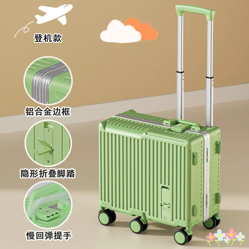 20 inch Mini Travel Suitcase Aluminum Frame Box Luggage Organizer Chirldren Ride Case Small Password Box Boarding Case