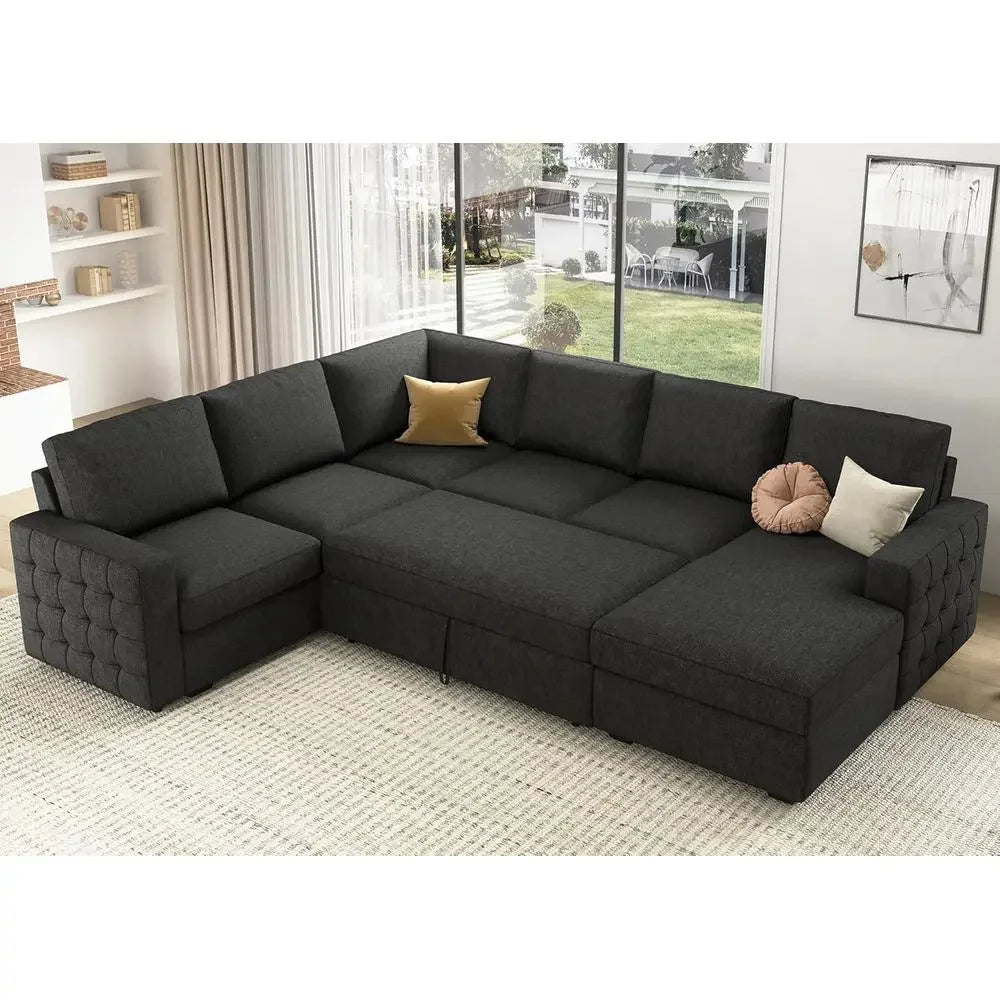 BestsellerGray Sectional Sofa with Hidden Bed and Storage for Living Room | Kimlud Luxury Sofa