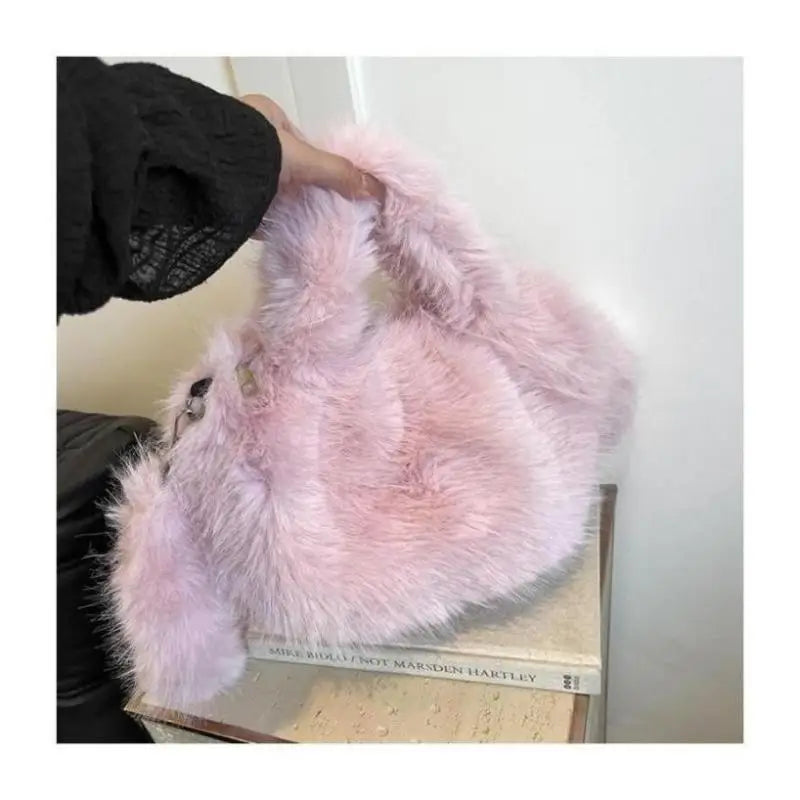 1 Pcs New Ladies Crossbody Large-capacity Plush Bag Handbag Imitation Fur Women's New Banquet Party Handbags Cute Bucket Bag