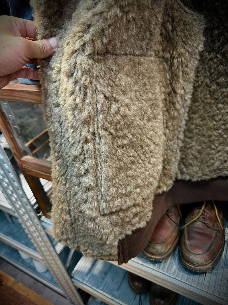 25AW Winter Shearling Trucker Jacket for Men Thermal Warm Thickened Suede Lambskin American Vintage Motorcycle Style Coats 4XL