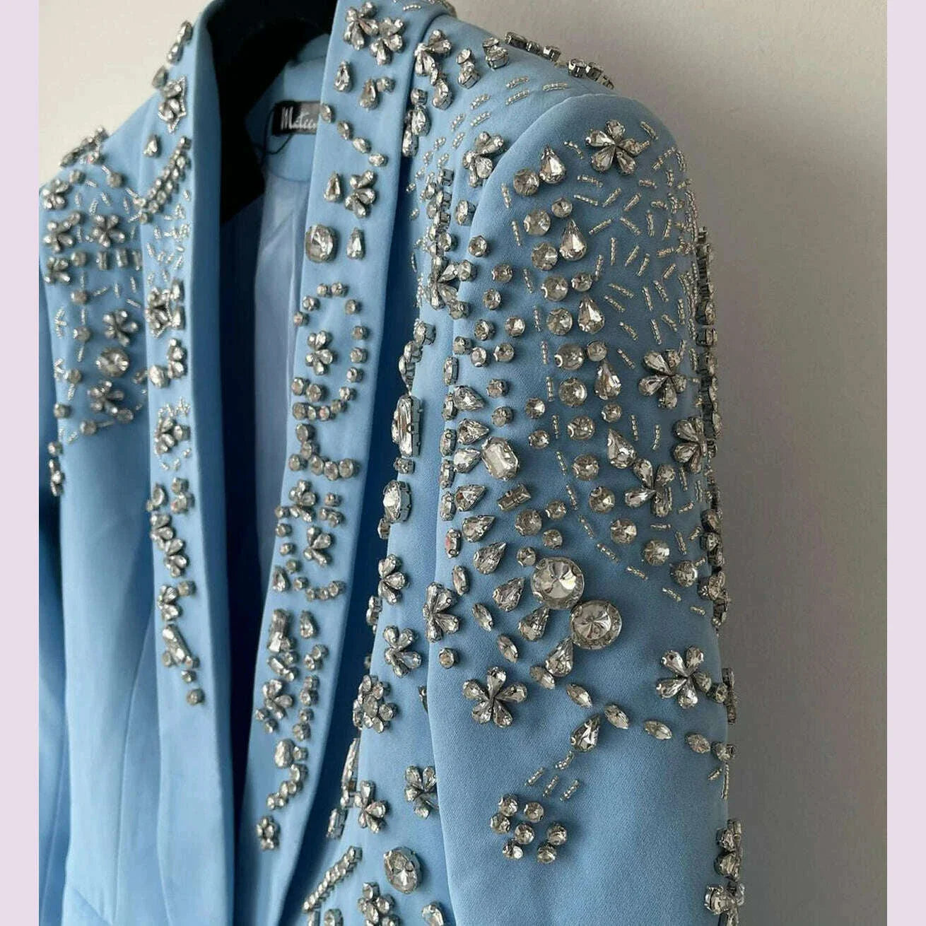 Luxury Rhinestone Mother of the Bride Dresses Women Suits Set 2 Pcs One Button Blazer+Pants Formal Prom Dress Custom Made