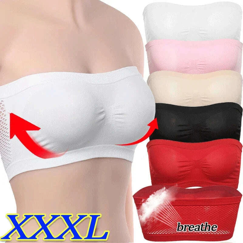 Women Breathable Mesh Tube Bra Seamless High Elastic Wrapped Sexy Invisible Strapless Chest Wraps Tube Tops Pregnant Mothers Bra
