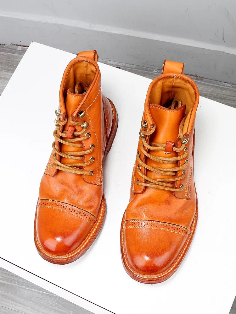High End Handmade Goodyear-Retro Washed Men's Boots Casual Workwear Launched