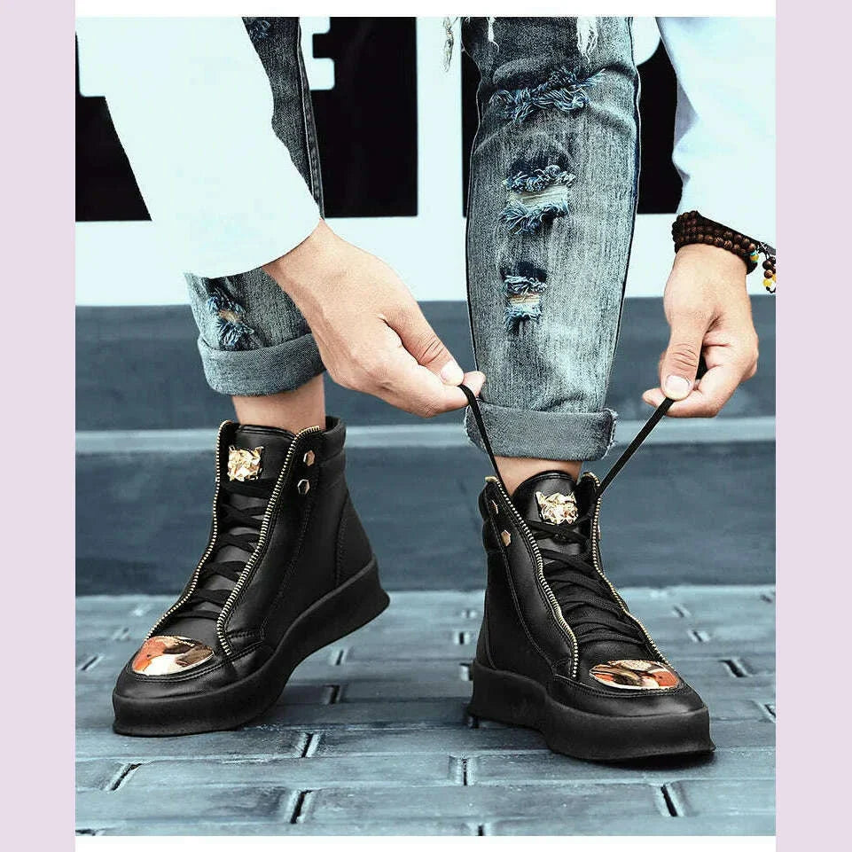 Red Snakeskin High Top Sneakers Men Brand Luxury Designer Shoes Fashion Party Club Hip Hop Streetwear Shoes Men Casual Sneakers