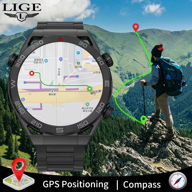 LIGE New NFC Smart Watch Men GPS Tracker Sport Fitness Men Watch For Android IOS Wireless Call ECG+PPG Health Monitor Smartwatch