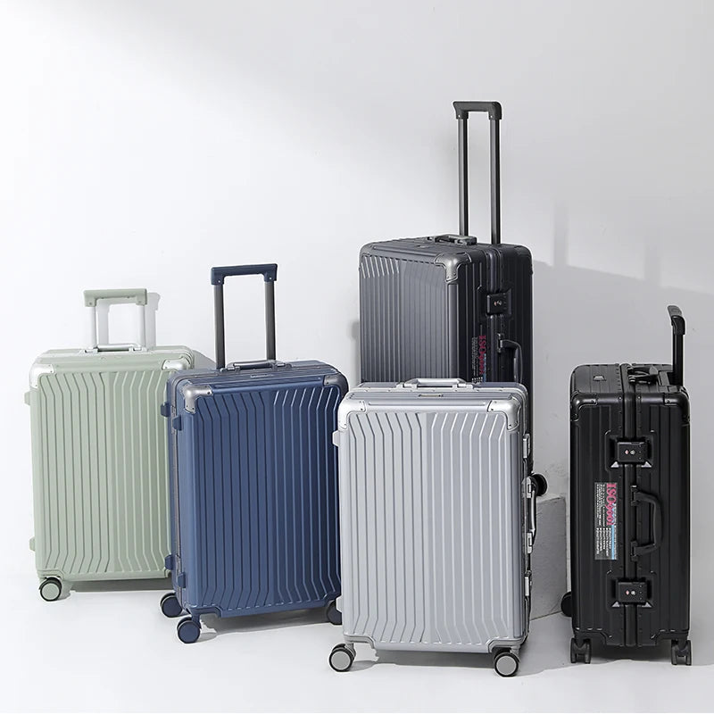 SUSHIMU Suitcase Wide Handle Travel Suitcase Men 20 24 26 Carry-On Luggage Women PC Trolley Case