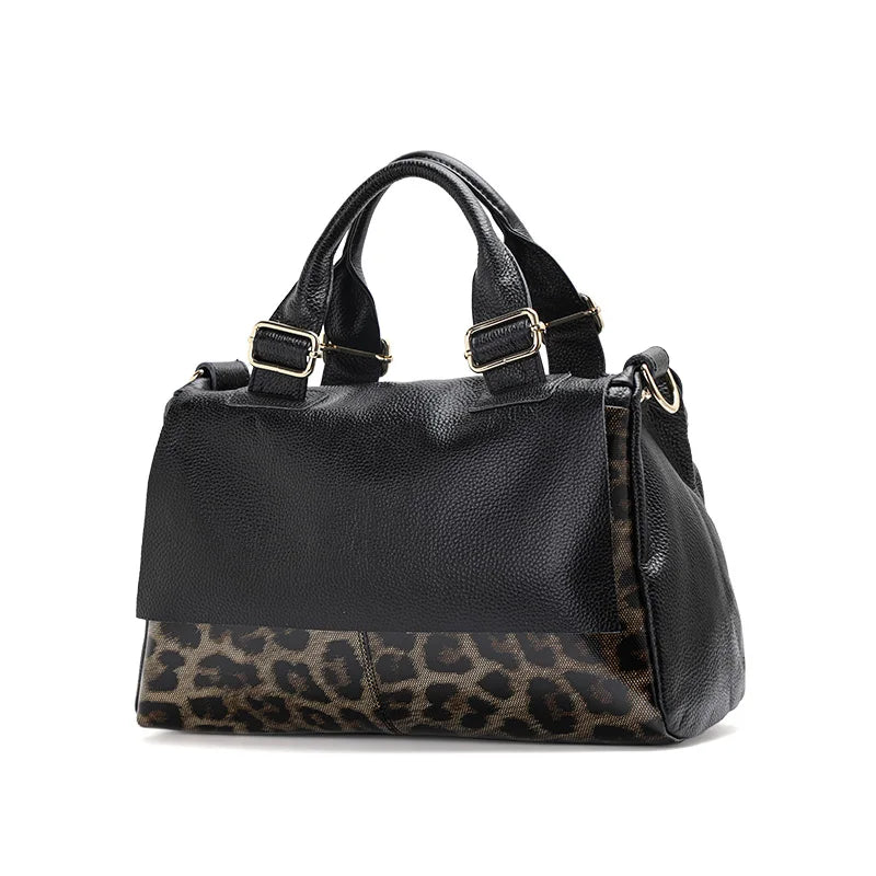 Aidrani Genuine leather handbag 2025 women's fashion bag premium leopard print luxury brand top cowhide bag