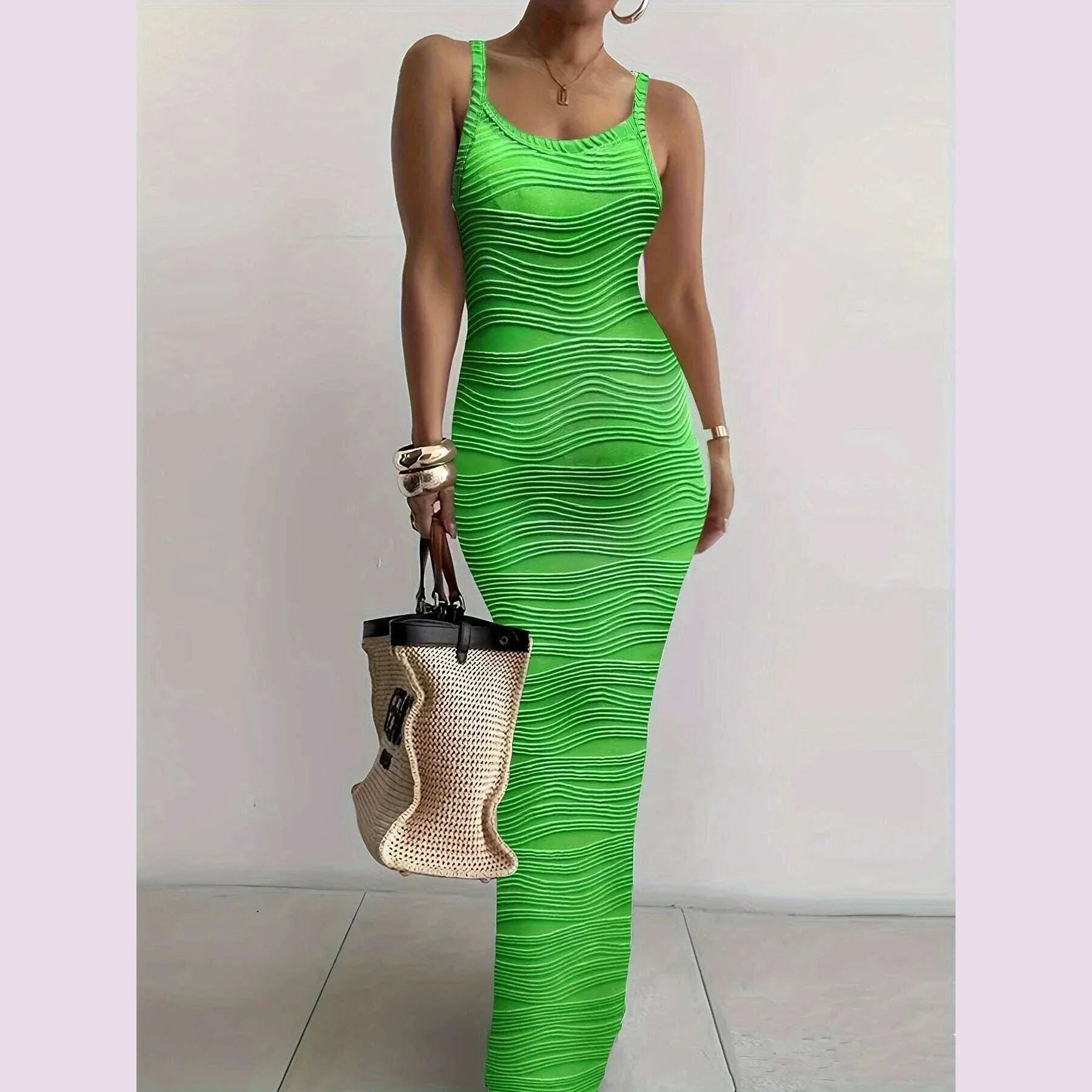 2025 Women s Sleeveless Strap O neck Sexy Belt Colorful Printed Long Skirt Evening Dress Y2k Sleeveless Solid Color Tight Fit