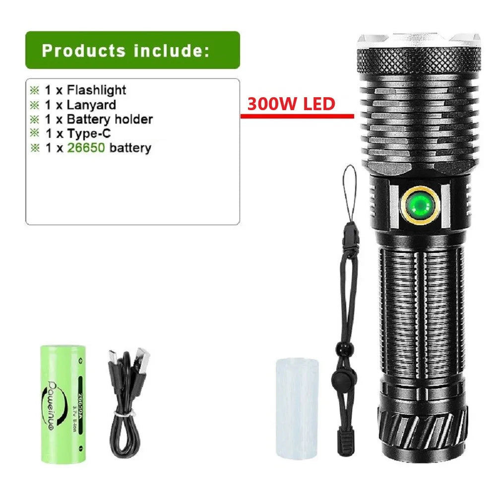 Newest 10000LM Ultra Powerful Rechargeable Flashlight 8000W Torch High Power LED Flashlights 3500M Long Range Tactical Lantern