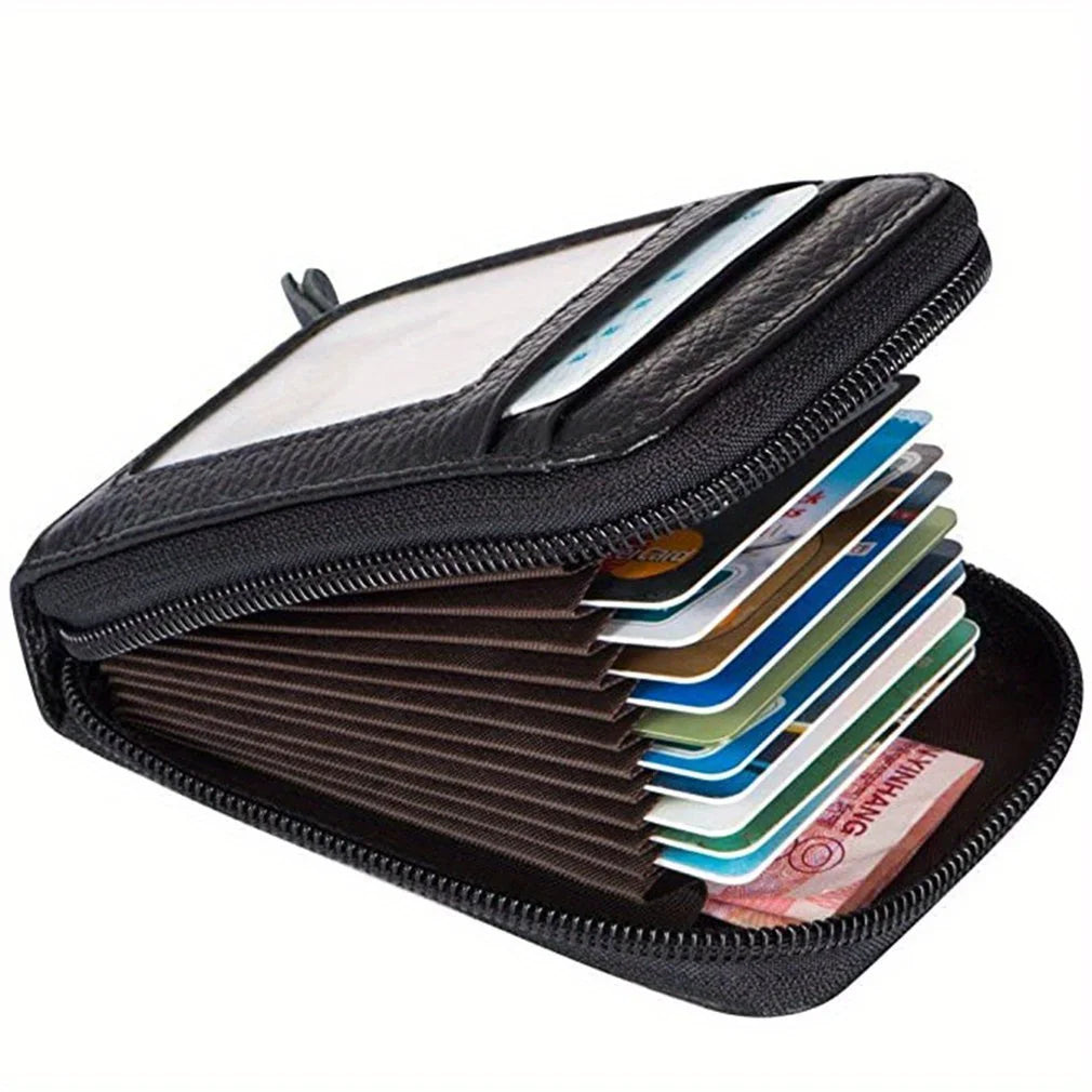 1Pc Leather Card Case with Zippered Coin Compartment Long Lasting and Durable Portable Perfect for Daily Commuting