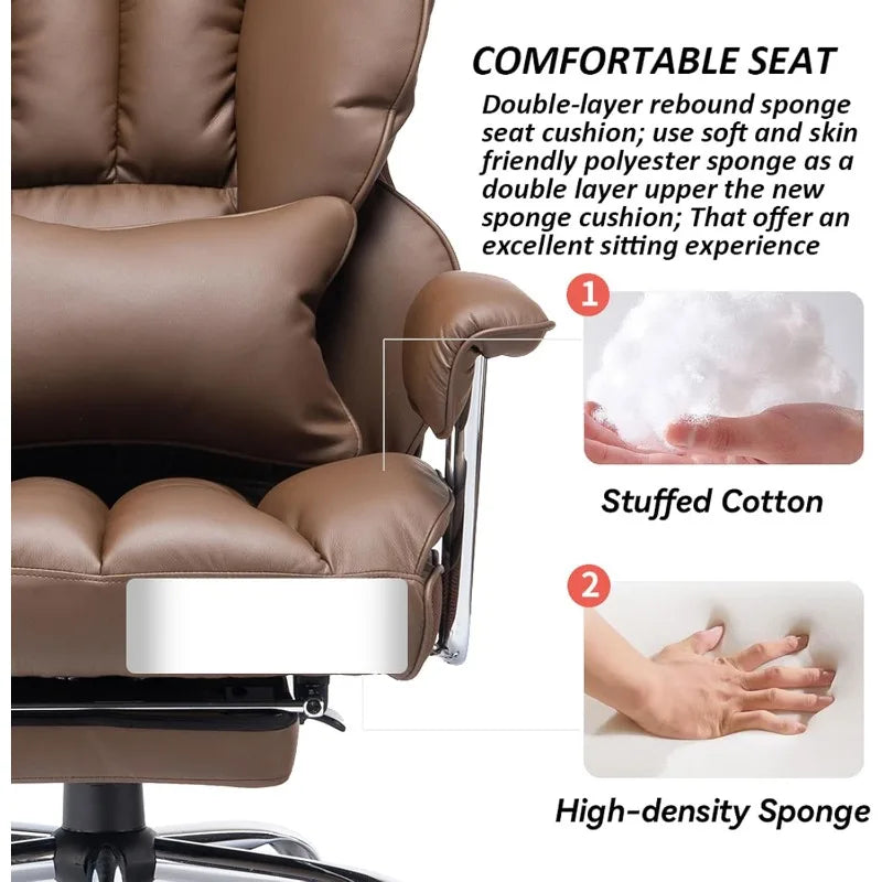 Big and Tall Office Chair 400lbs – PU Leather Executive Office Chair with Lumbar Support & Leg Rest, Heavy-Duty Computer