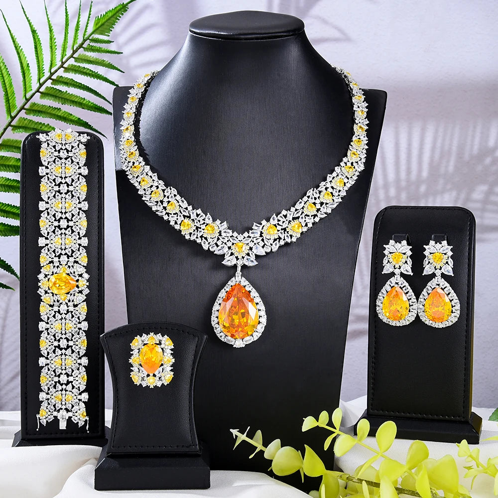 GODKI Famous Brand Turquoise Luxury African Jewelry Sets For Women Wedding Party Zircon Crystal Dubai Bridal Jewelry Set Gift