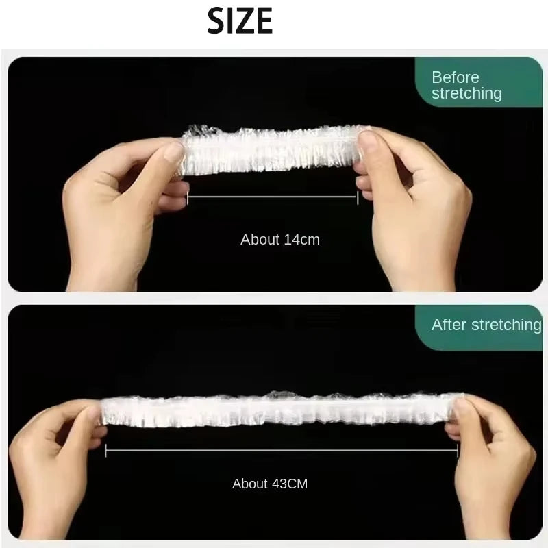 Disposable Food Cover Elastic Saran Wrap Fresh-keeping Lid Fruit Covers Cling Film Shower Caps Kitchen Storage Bags Organizer