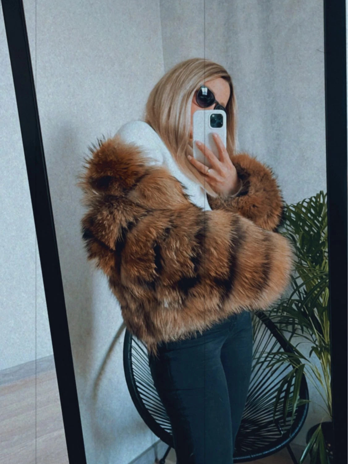 OFTBUY 2022 Winter Jacket Women Real Fox Fur Coat Natural Fox Fur Outerwear O-neck Three Quarter Sleeve Thick Warm Fashion New