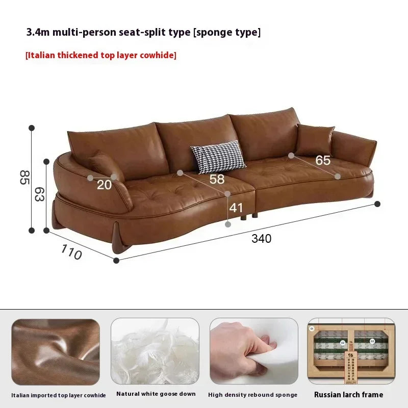 Wood Brown European Sofas Waterproof Armrest Luxury Floor Lounges Couch Puffs Nordic Designer Divani 2 Posti Unique Furniture - Kimlud