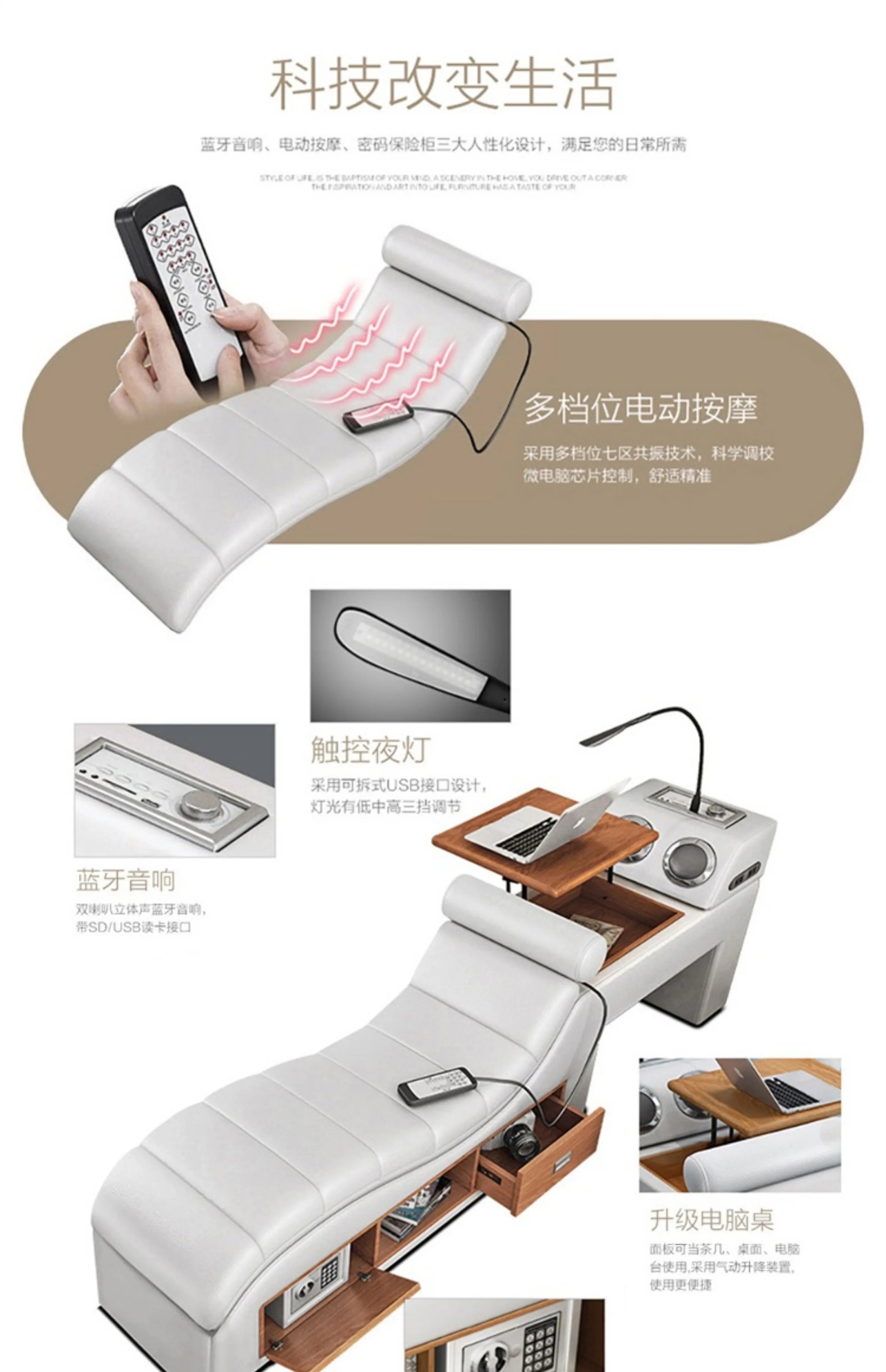 Headboard Storage Double Bed Queen Drawers King Size Smart Bed Luxury Princess Modern Letto Matrimoniale Bedroom...