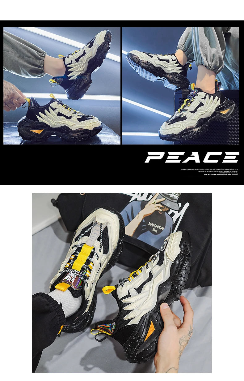 Rotary Buckle Unisex Trendy Sneakers Chunky Men Running Shoes Women Thick Bottom Jogging Footwear Couple Street Zapatos 2023