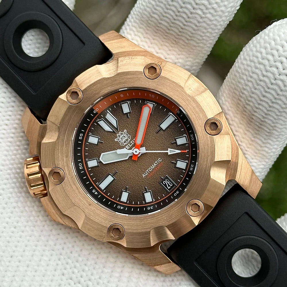 2025 New Arrival SD1942S STEELDIVE Brand 45MM Solid Bronze Case and Bezel Automatic Antique 1000m Waterproof Men Dive Watches - Kimlud